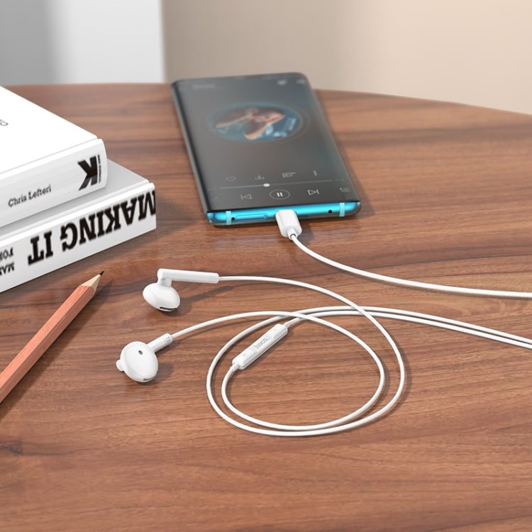 hoco M95 Type-C Wire-controlled Earphones with Mic & Digital Chip (White)