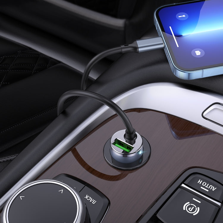 hoco NZ7 PD20W+QC3.0 Car Charger with 8 Pin Cable(Metal Grey)