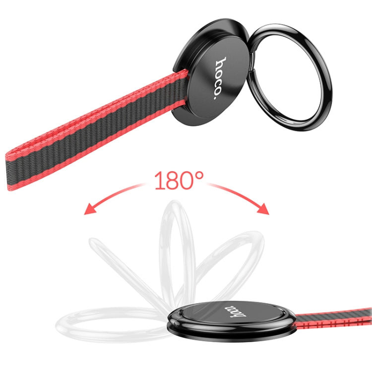 hoco GM105 Mobile Phone Anti-fall Ring Buckle with Lanyard(Black)