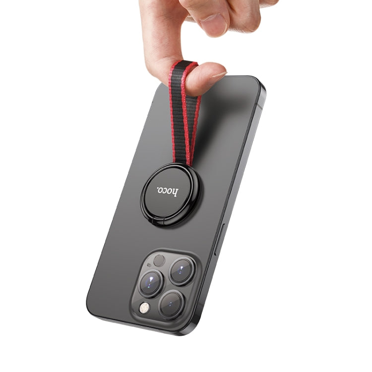 hoco GM105 Mobile Phone Anti-fall Ring Buckle with Lanyard(Black)
