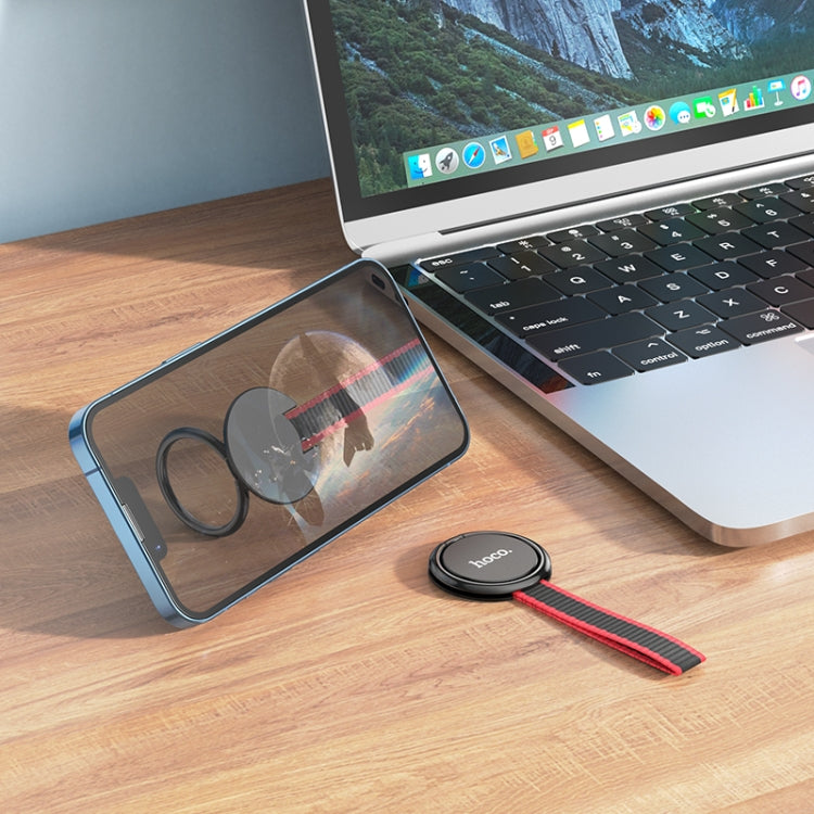 hoco GM105 Mobile Phone Anti-fall Ring Buckle with Lanyard(Black)