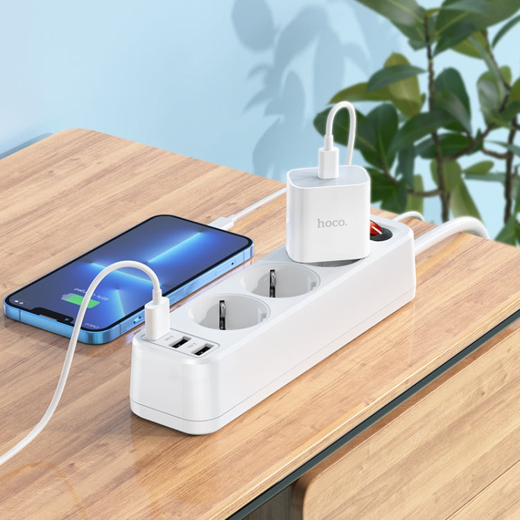 hoco NS2 3-position + 3-USB Extension Cord Socket, EU Plug