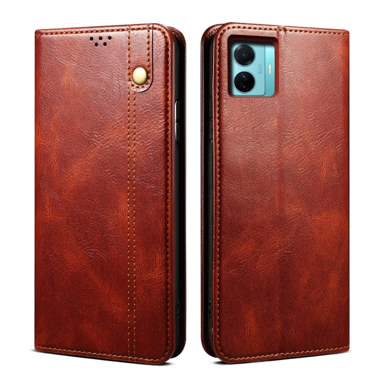 For vivo S15e / T1 5G Snapdragon 778G Oil Wax Crazy Horse Texture Leather Phone Case