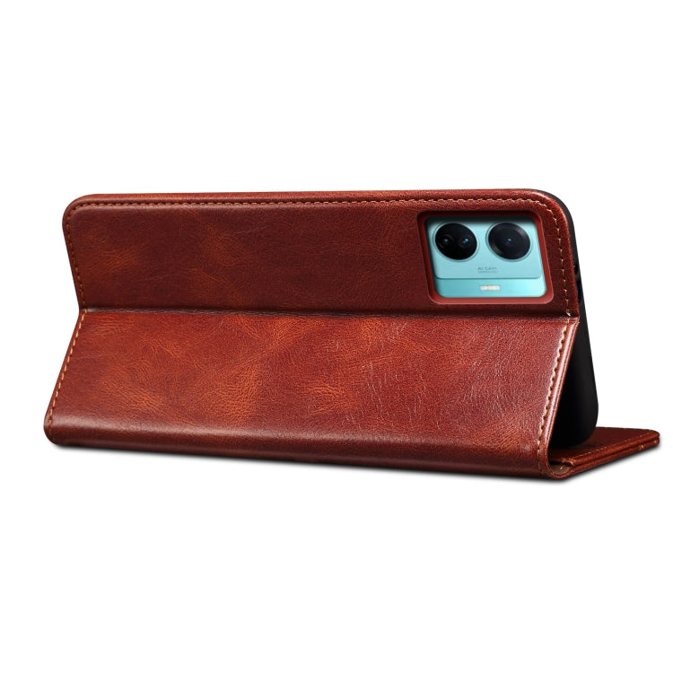 For vivo S15e / T1 5G Snapdragon 778G Oil Wax Crazy Horse Texture Leather Phone Case