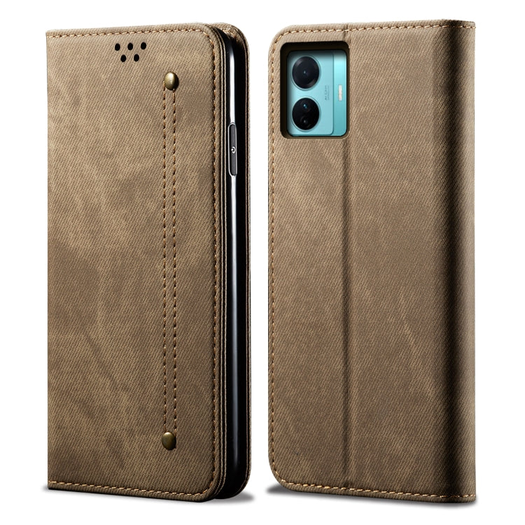 For vivo S15e / T1 5G Snapdragon 778G Denim Texture Leather Phone Case