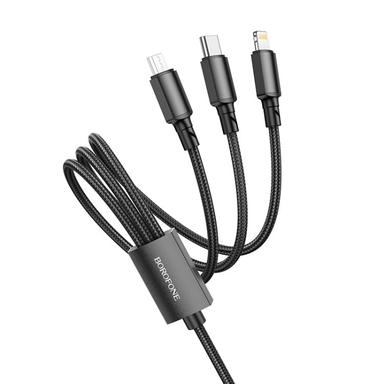 Borofone BX72 Type-C / USB-C + 8 Pin + Micro USB 3 In 1 Charging Cable, Length: 1m