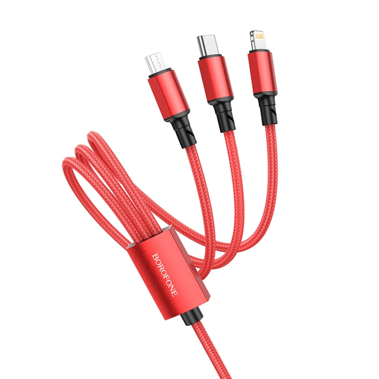 Borofone BX72 Type-C / USB-C + 8 Pin + Micro USB 3 In 1 Charging Cable, Length: 1m