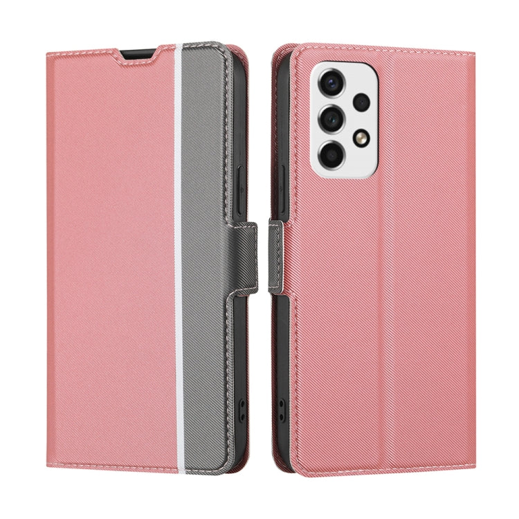 For Samsung Galaxy A53 5G Twill Texture Side Button Leather Phone Case