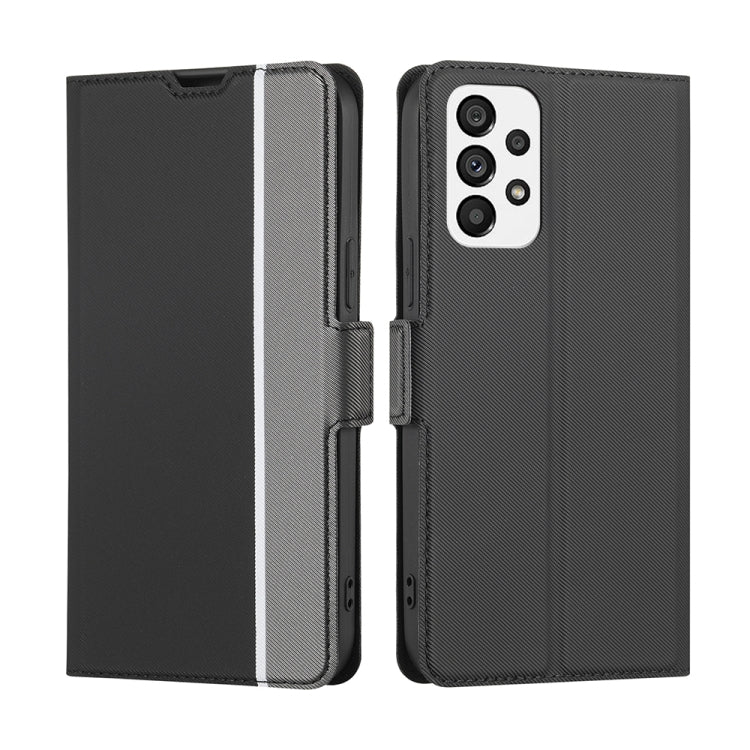 For Samsung Galaxy A73 5G Twill Texture Side Button Leather Phone Case