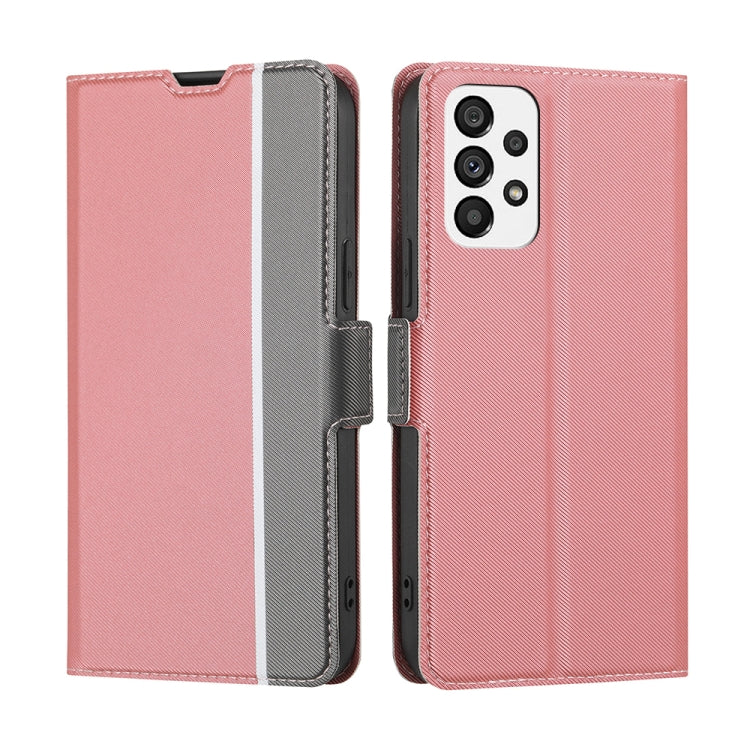 For Samsung Galaxy A73 5G Twill Texture Side Button Leather Phone Case