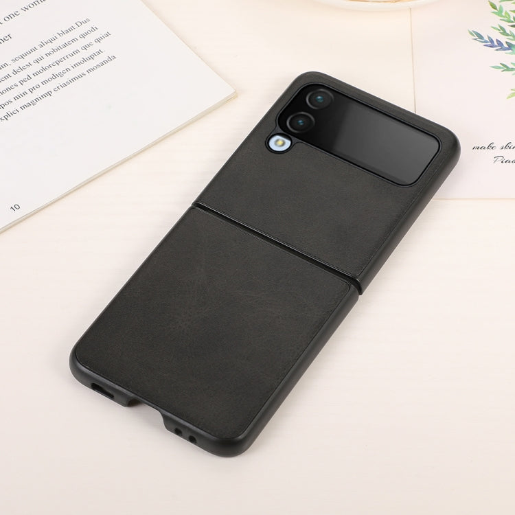 For Samsung Galaxy Z Flip4 Two-color Calf Texture Shockproof Phone Case