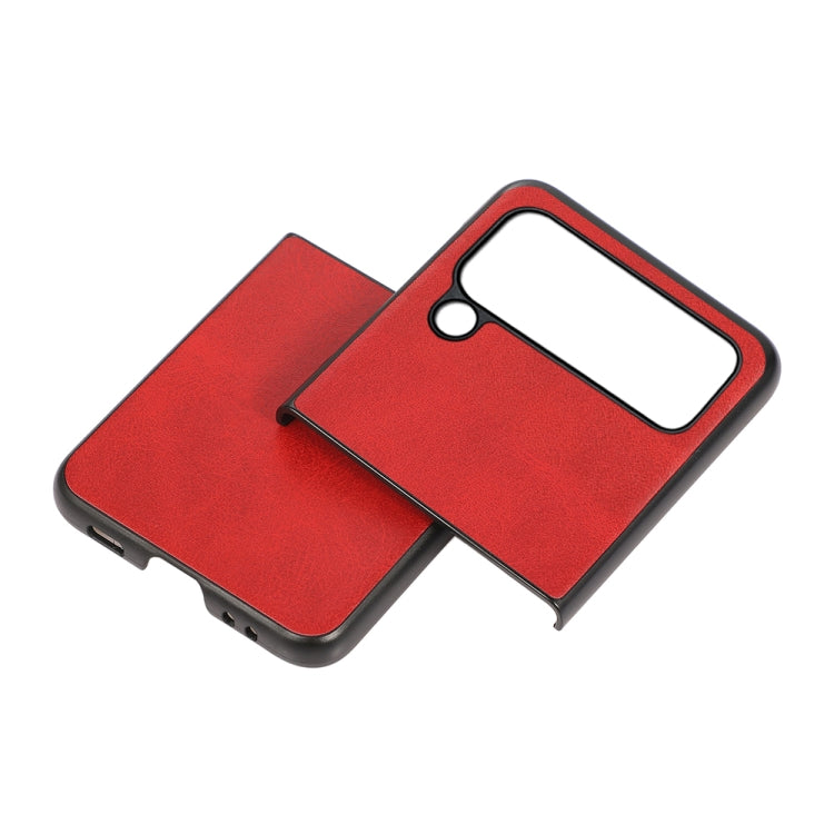 For Samsung Galaxy Z Flip4 Two-color Calf Texture Shockproof Phone Case