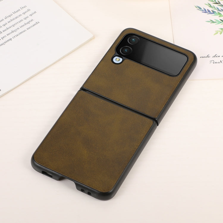 For Samsung Galaxy Z Flip4 Two-color Calf Texture Shockproof Phone Case