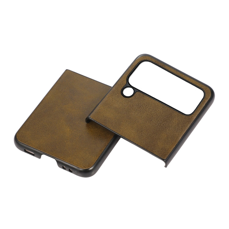For Samsung Galaxy Z Flip4 Two-color Calf Texture Shockproof Phone Case