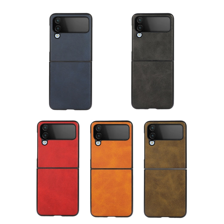 For Samsung Galaxy Z Flip4 Two-color Calf Texture Shockproof Phone Case