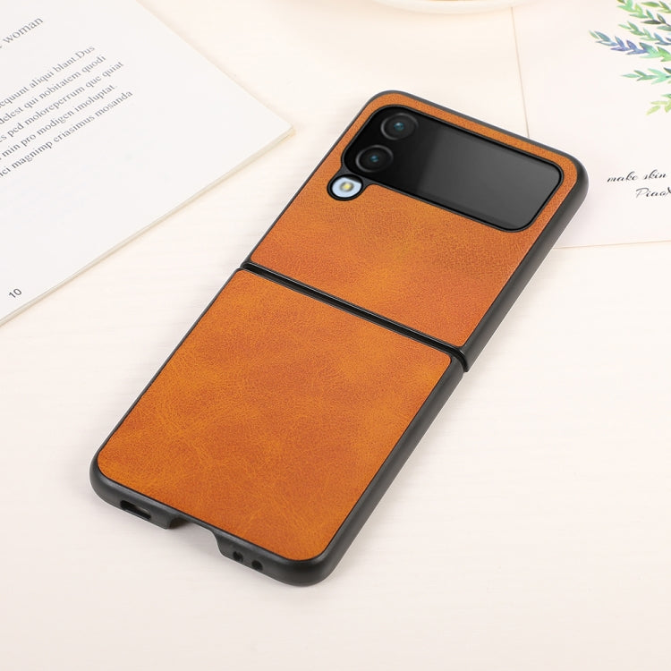 For Samsung Galaxy Z Flip4 Two-color Calf Texture Shockproof Phone Case