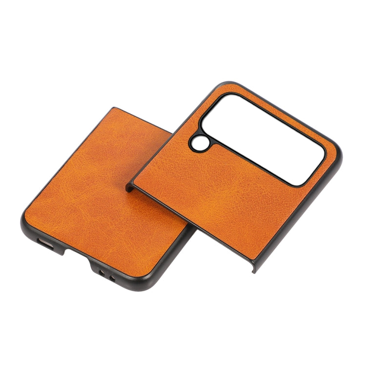 For Samsung Galaxy Z Flip4 Two-color Calf Texture Shockproof Phone Case