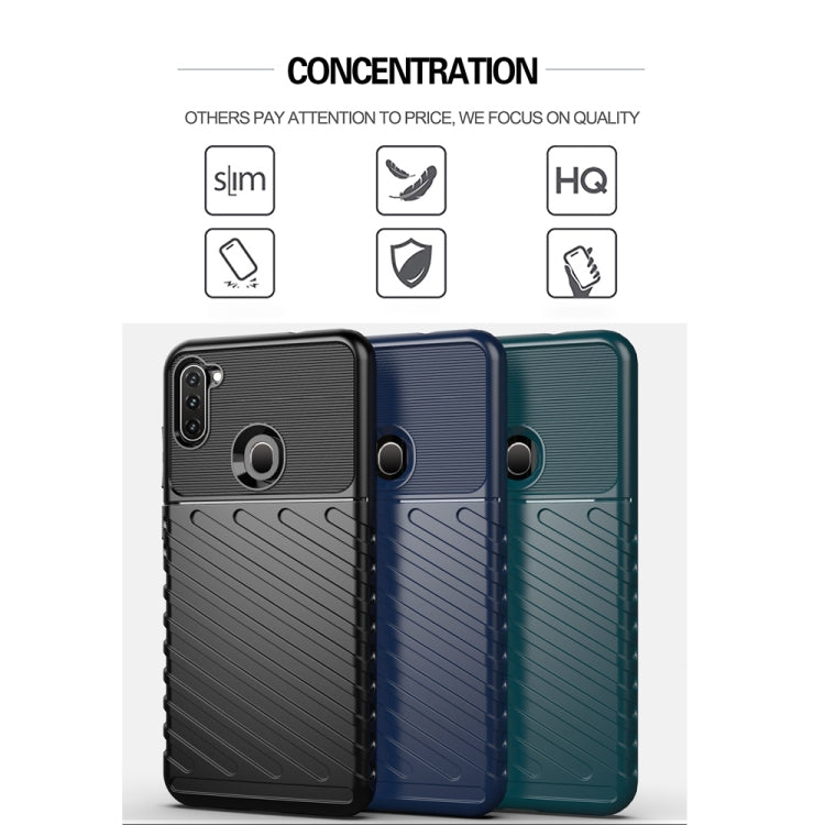 For Galaxy A11 Thunderbolt Shockproof TPU Soft Case(Dark Green)