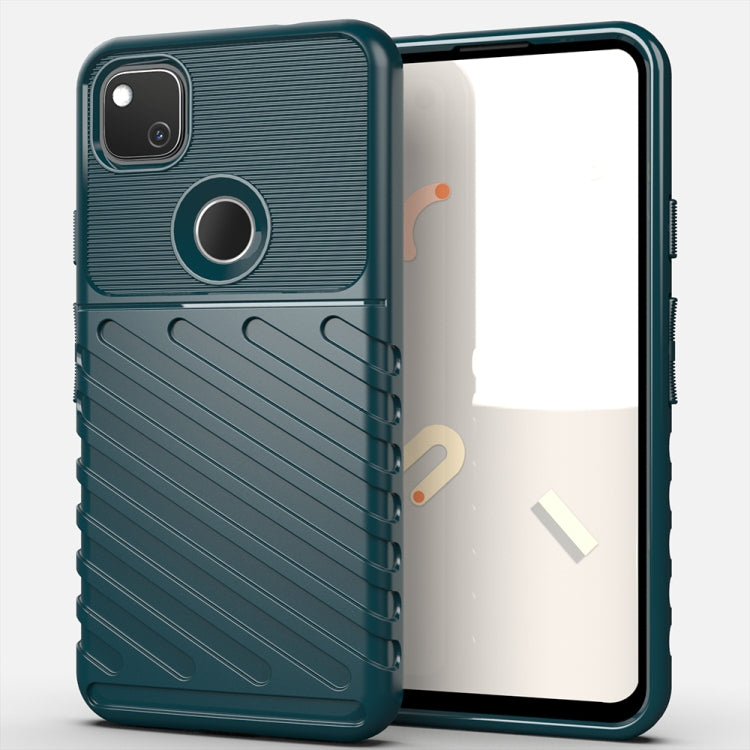 For Google Pixel 4a Thunderbolt Shockproof TPU Soft Case(Dark Green)
