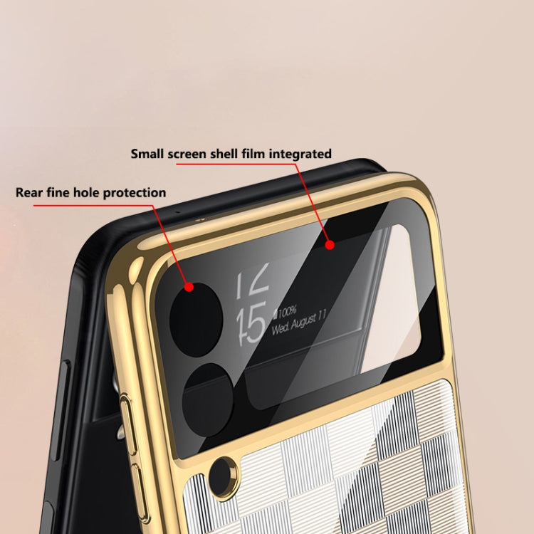For Samsung Galaxy Z Flip3 5G GKK Integrated Electroplating Painted Glass Phone Case with Ring Holder