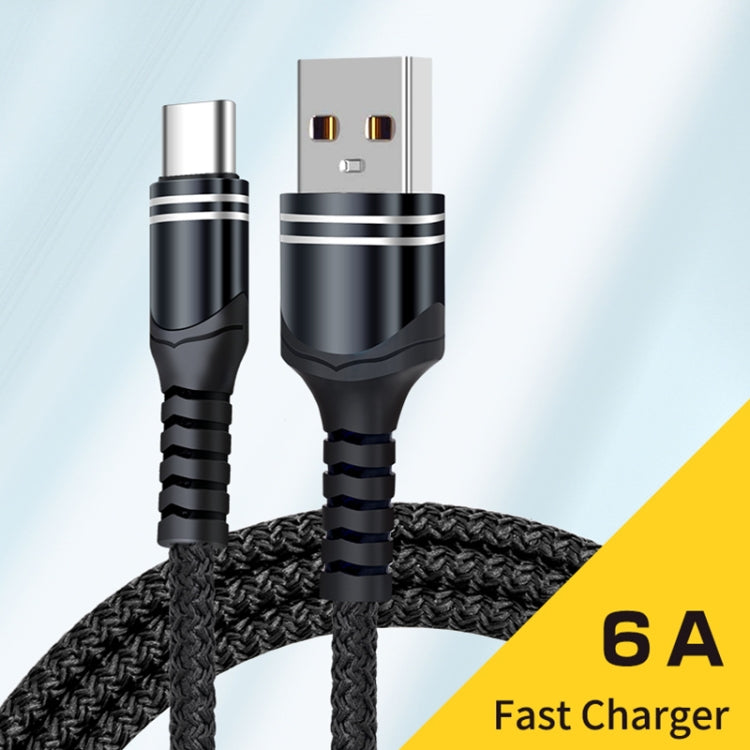 USB-C / Type-C 6A Woven Style USB Charging Cable, Cable Length: 1m