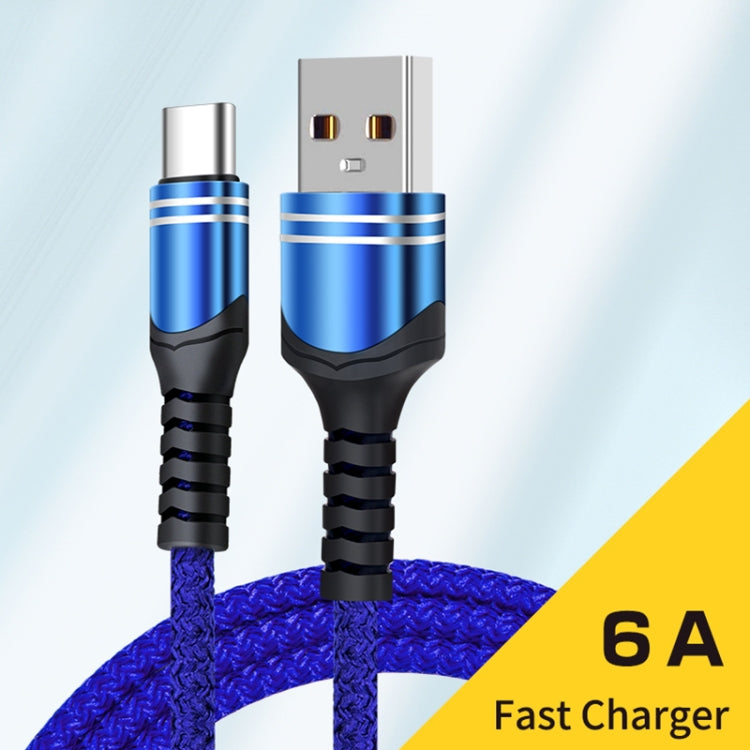 USB-C / Type-C 6A Woven Style USB Charging Cable, Cable Length: 1m