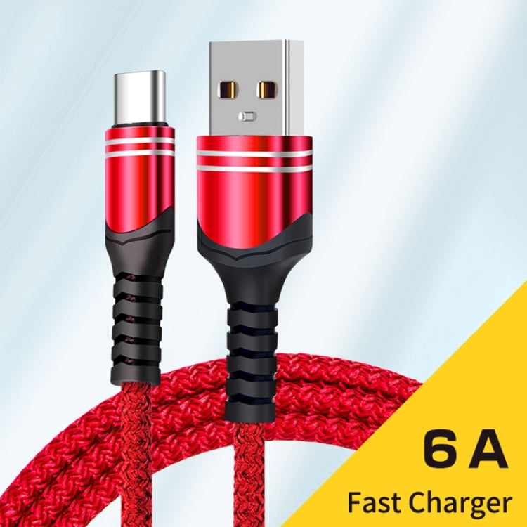 USB-C / Type-C 6A Woven Style USB Charging Cable, Cable Length: 1m