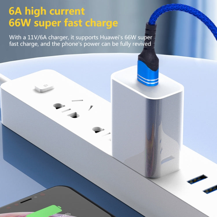 USB-C / Type-C 6A Woven Style USB Charging Cable, Cable Length: 1m