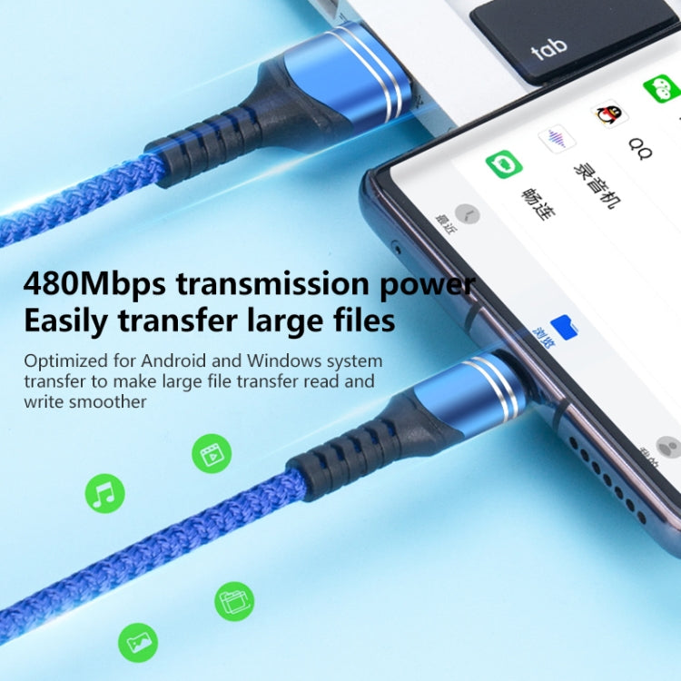 USB-C / Type-C 6A Woven Style USB Charging Cable, Cable Length: 1m
