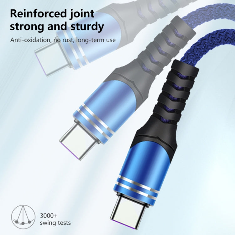 USB-C / Type-C 6A Woven Style USB Charging Cable, Cable Length: 1m