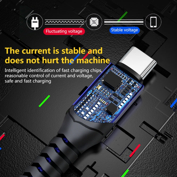 USB-C / Type-C 6A Woven Style USB Charging Cable, Cable Length: 1m