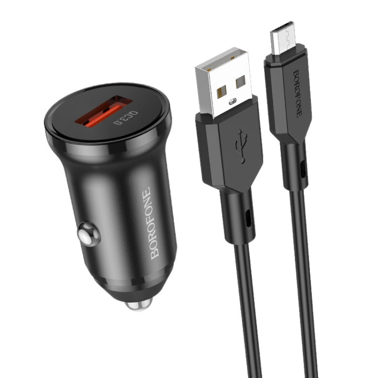 Borofone BZ18 Single USB Port QC3.0 Car Charger with Micro USB Charging Cable