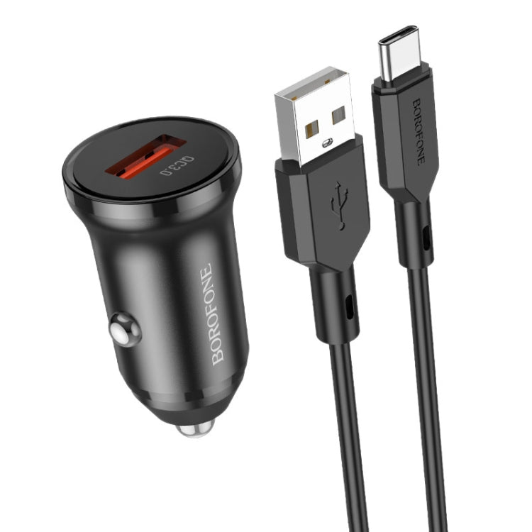 Borofone BZ18 Single USB Port QC3.0 Car Charger with Type-C / USB-C Charging Cable