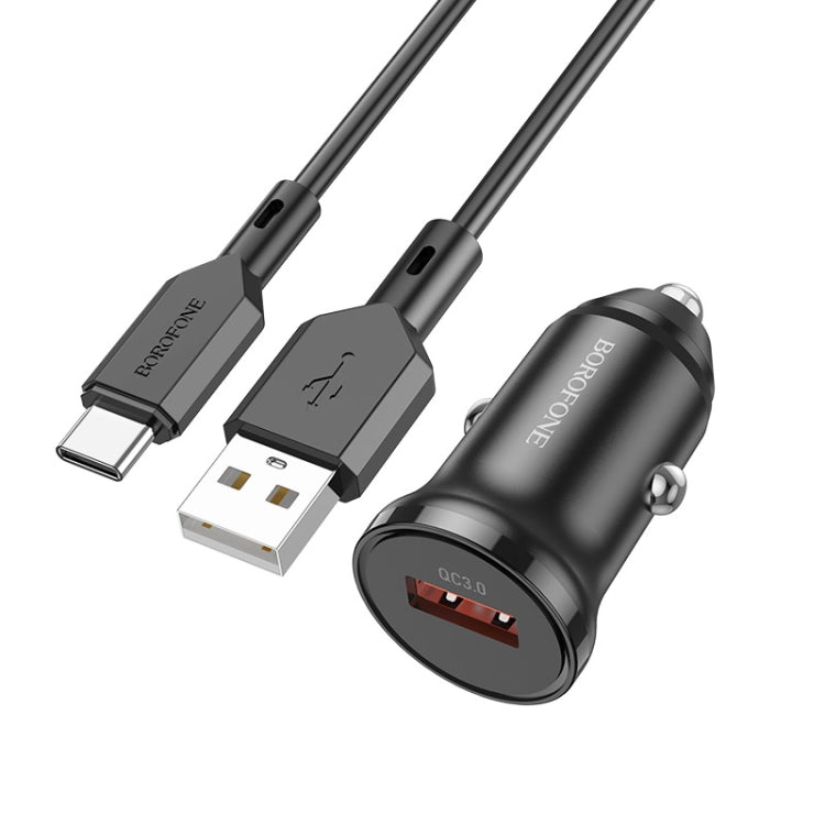Borofone BZ18 Single USB Port QC3.0 Car Charger with Type-C / USB-C Charging Cable