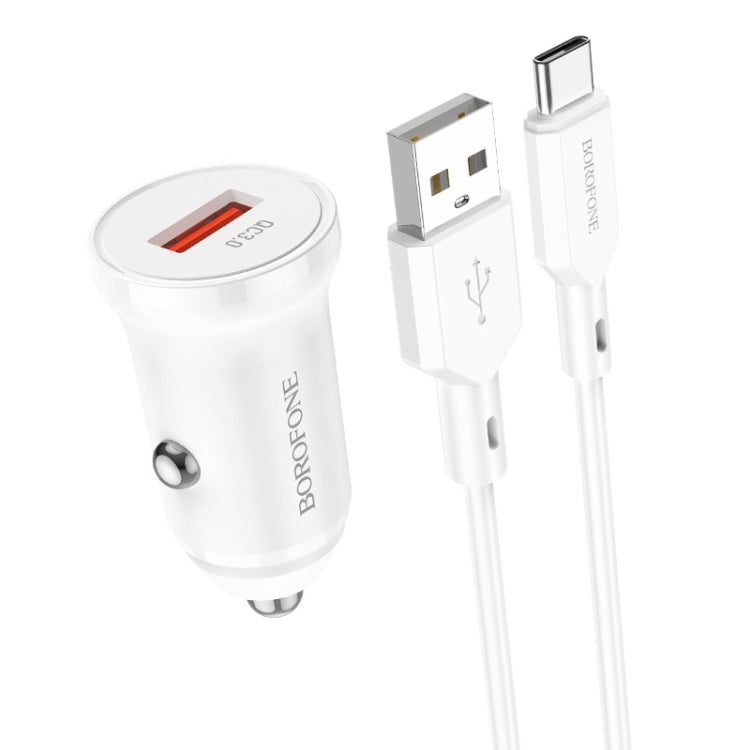 Borofone BZ18 Single USB Port QC3.0 Car Charger with Type-C / USB-C Charging Cable