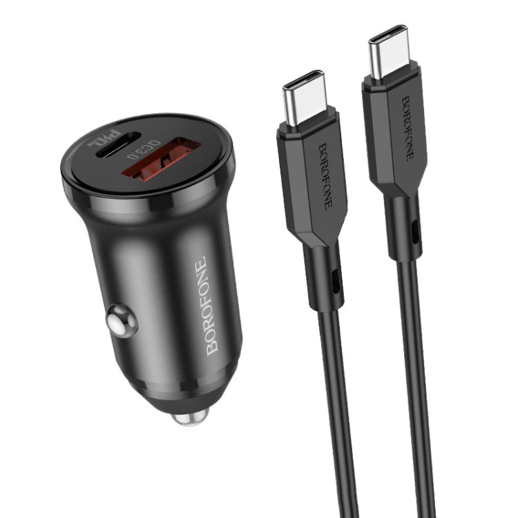 Borofone BZ18A PD20W+QC3.0 Car Charger with Type-C / USB-C to Type-C / USB-C Charging Cable