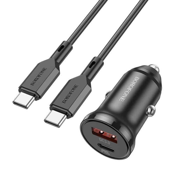 Borofone BZ18A PD20W+QC3.0 Car Charger with Type-C / USB-C to Type-C / USB-C Charging Cable