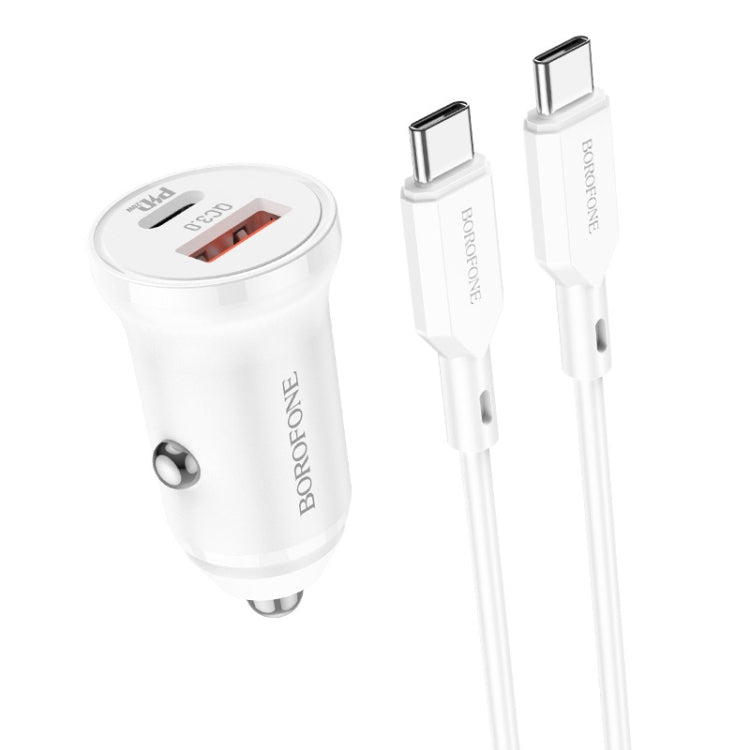 Borofone BZ18A PD20W+QC3.0 Car Charger with Type-C / USB-C to Type-C / USB-C Charging Cable