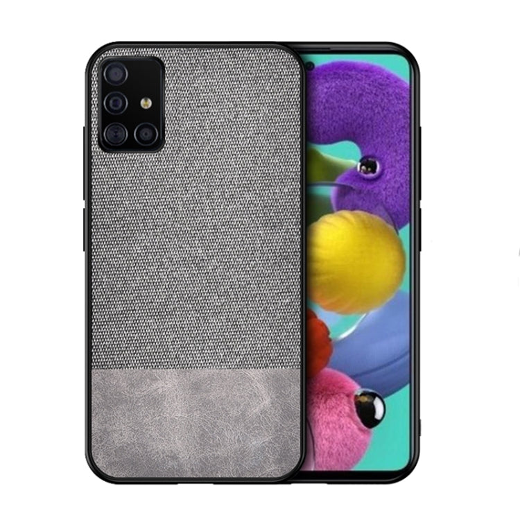 For Galaxy A71 Shockproof Splicing PU + Cloth Texture PC + TPU Protective Case
