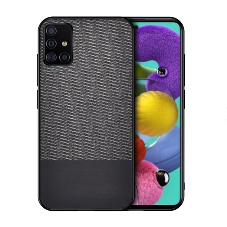 For Galaxy A71 Shockproof Splicing PU + Cloth Texture PC + TPU Protective Case