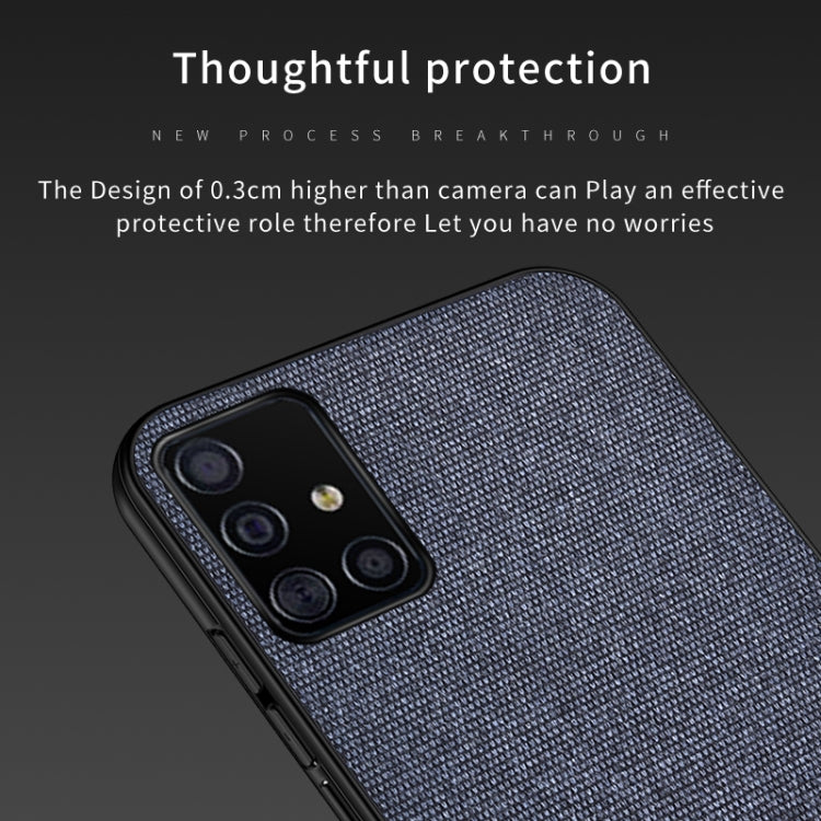 For Galaxy A71 Shockproof Splicing PU + Cloth Texture PC + TPU Protective Case