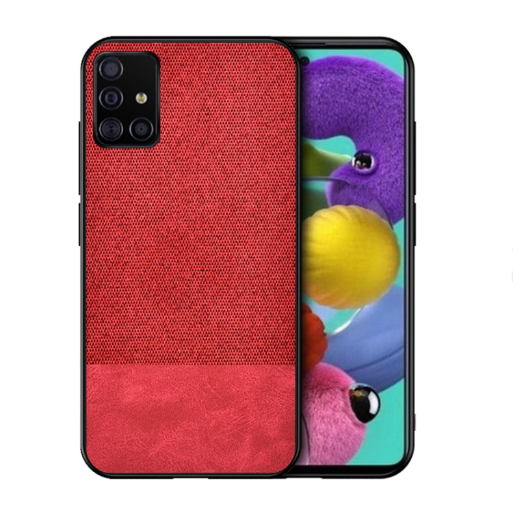 For Galaxy A71 Shockproof Splicing PU + Cloth Texture PC + TPU Protective Case