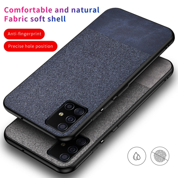 For Galaxy A71 Shockproof Splicing PU + Cloth Texture PC + TPU Protective Case