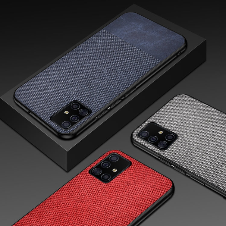 For Galaxy A71 Shockproof Splicing PU + Cloth Texture PC + TPU Protective Case