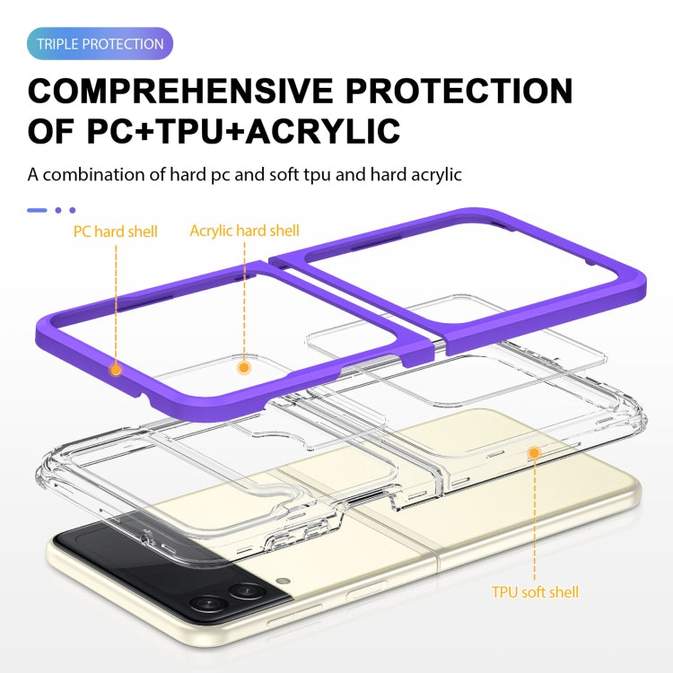 For Samsung Galaxy Z Flip4 Clear Acrylic+PC+TPU Shockproof Phone Case