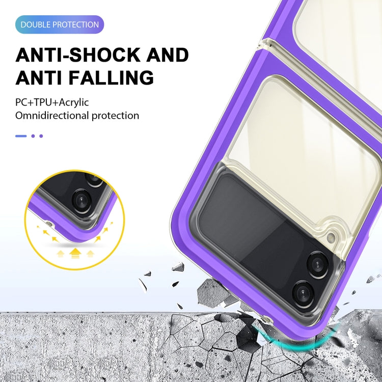 For Samsung Galaxy Z Flip4 Clear Acrylic+PC+TPU Shockproof Phone Case