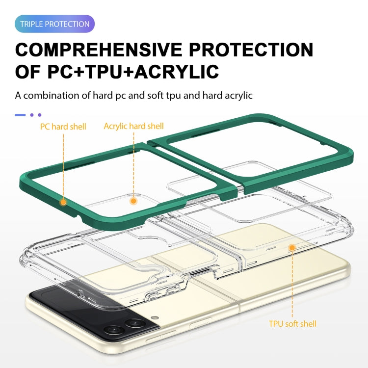 For Samsung Galaxy Z Flip4 Clear Acrylic+PC+TPU Shockproof Phone Case