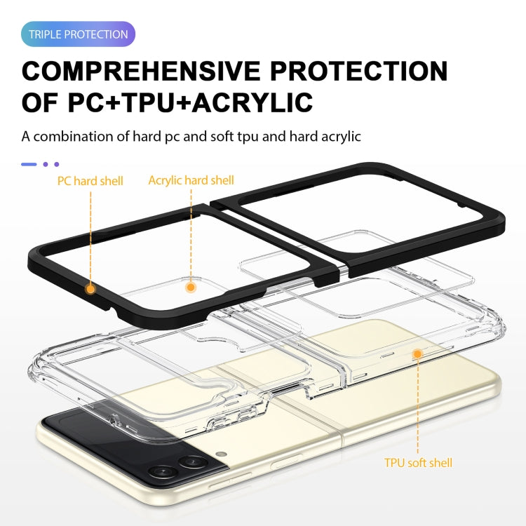 For Samsung Galaxy Z Flip4 Clear Acrylic+PC+TPU Shockproof Phone Case