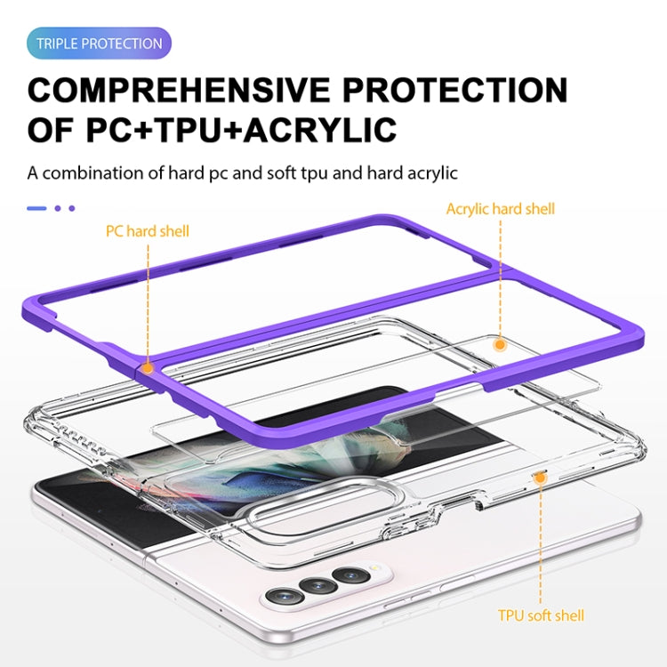 For Samsung Galaxy Z Fold4 Clear Acrylic+PC+TPU Shockproof Phone Case