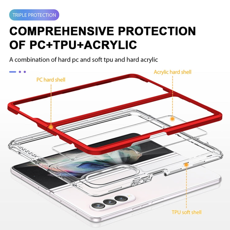 For Samsung Galaxy Z Fold4 Clear Acrylic+PC+TPU Shockproof Phone Case
